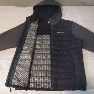 New Black and Grey Columbia Thermal Foil Down Jacket Mens sz Medium